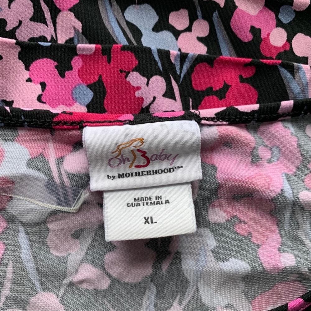 Oh Baby by Motherhood Floral Popover Short Sleeve Top, Large - Picture 3 of 6
